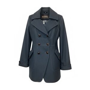 Guess Women's Deep Turquoise Double-Breasted Pea Coat size Small Wool blend EUC